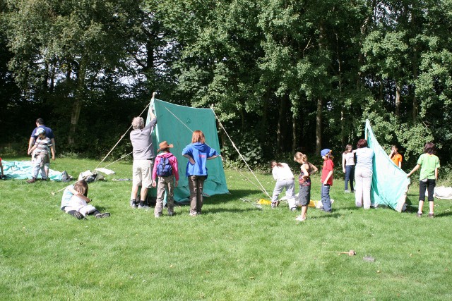 Two patrol tents taking shape