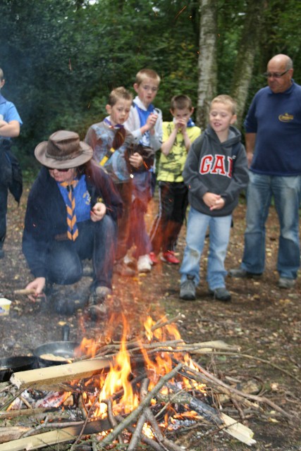 Baggy behind the fire